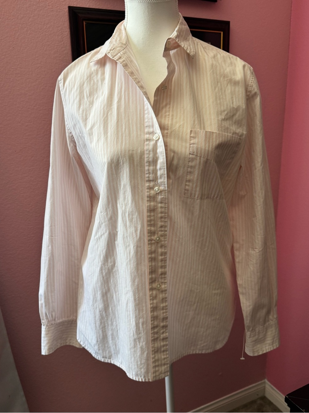 Lucky Brand Pink Striped Relaxed Fit Shirt